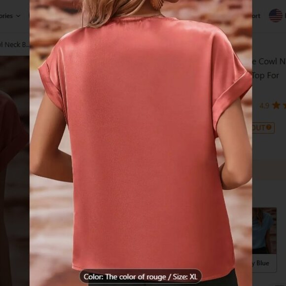 Rouge Colored Batwing Sleeve Cowl Neck Blouse Size XL NEW - Picture 4 of 5